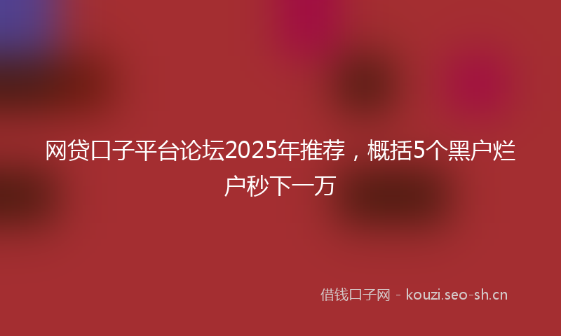 网贷口子平台论坛2025年推荐，概括5个黑户烂户秒下一万