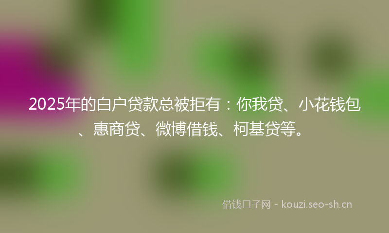 2025年的白户贷款总被拒有：你我贷、小花钱包、惠商贷、微博借钱、柯基贷等。