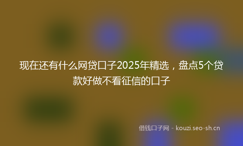 现在还有什么网贷口子2025年精选，盘点5个贷款好做不看征信的口子