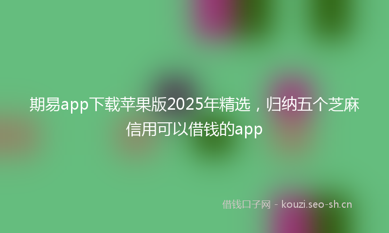 期易app下载苹果版2025年精选，归纳五个芝麻信用可以借钱的app