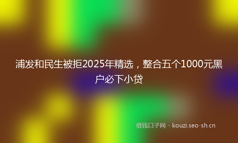 浦发和民生被拒2025年精选，整合五个1000元黑户必下小贷
