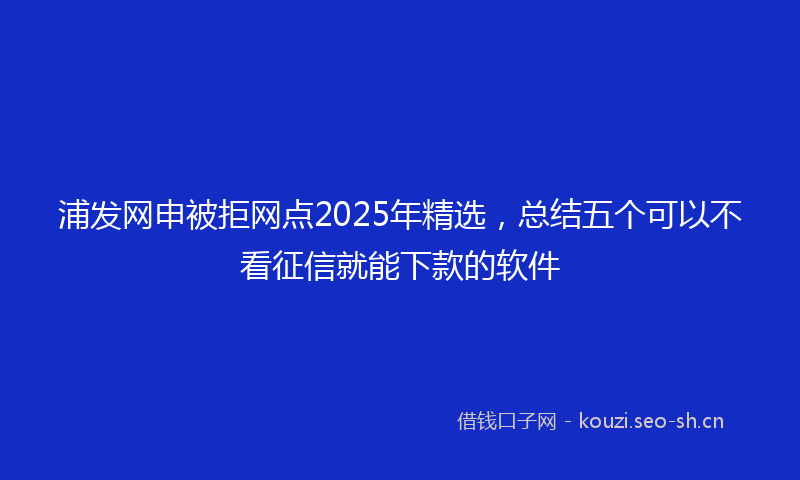 浦发网申被拒网点2025年精选，总结五个可以不看征信就能下款的软件