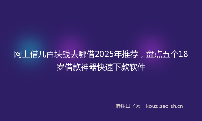 网上借几百块钱去哪借2025年推荐，盘点五个18岁借款神器快速下款软件