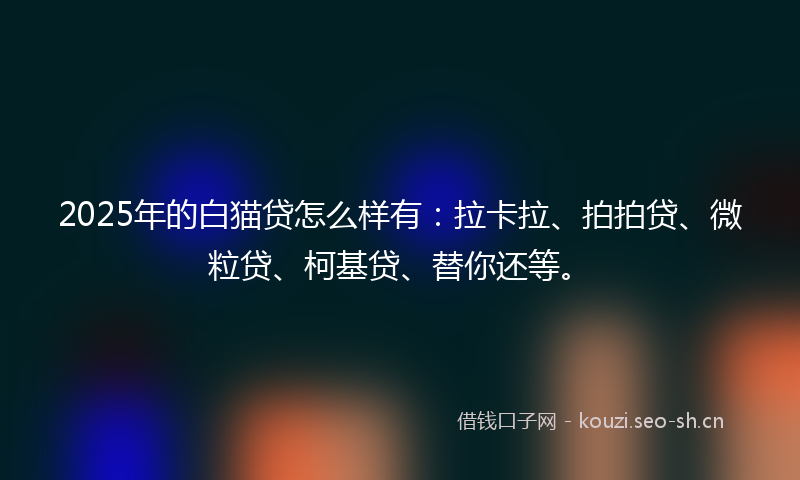 2025年的白猫贷怎么样有：拉卡拉、拍拍贷、微粒贷、柯基贷、替你还等。