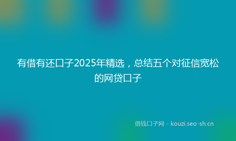有借有还口子2025年精选，总结五个对征信宽松的网贷口子