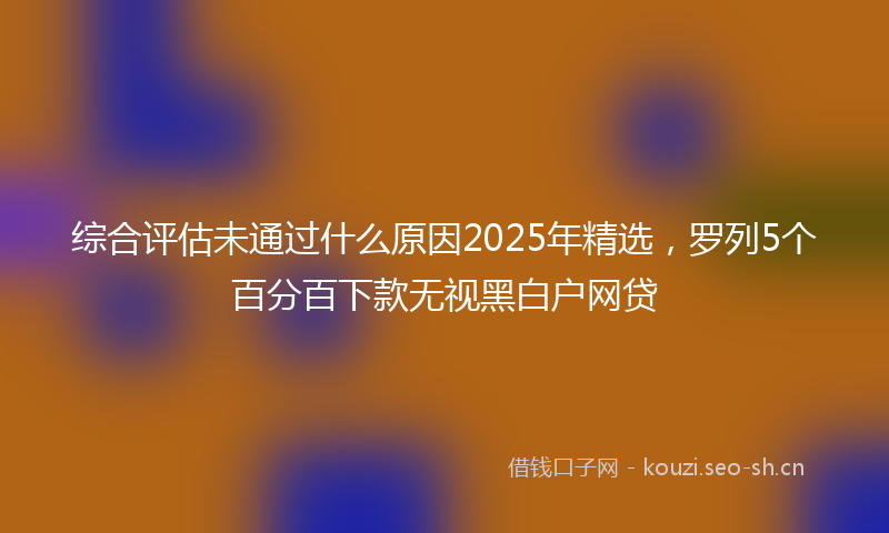 综合评估未通过什么原因2025年精选，罗列5个百分百下款无视黑白户网贷