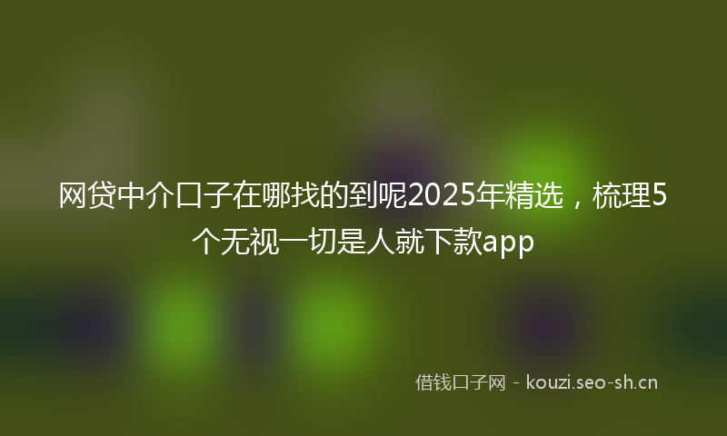 网贷中介口子在哪找的到呢2025年精选，梳理5个无视一切是人就下款app