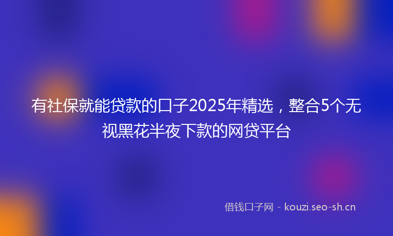 有社保就能贷款的口子2025年精选，整合5个无视黑花半夜下款的网贷平台