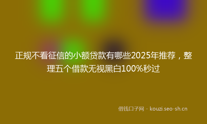 正规不看征信的小额贷款有哪些2025年推荐，整理五个借款无视黑白100%秒过