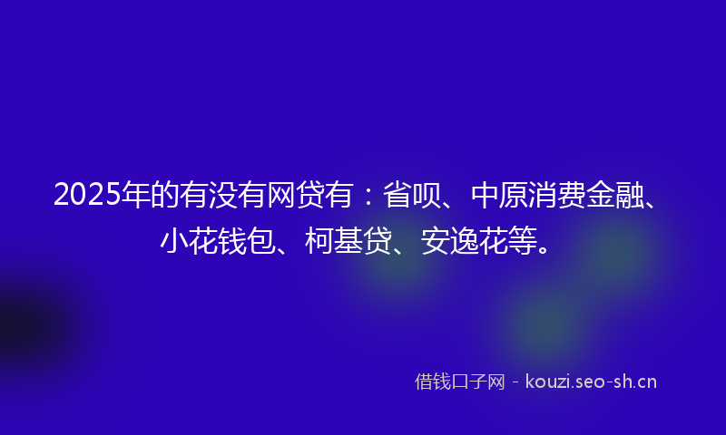 2025年的有没有网贷有：省呗、中原消费金融、小花钱包、柯基贷、安逸花等。