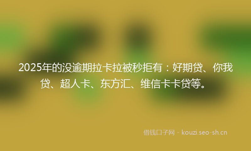 2025年的没逾期拉卡拉被秒拒有：好期贷、你我贷、超人卡、东方汇、维信卡卡贷等。