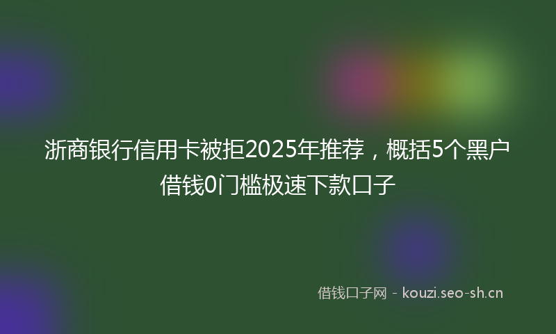 浙商银行信用卡被拒2025年推荐，概括5个黑户借钱0门槛极速下款口子