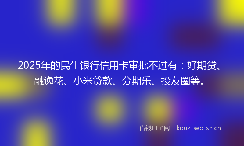 2025年的民生银行信用卡审批不过有：好期贷、融逸花、小米贷款、分期乐、投友圈等。