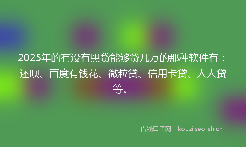 2025年的有没有黑贷能够贷几万的那种软件有：还呗、百度有钱花、微粒贷、信用卡贷、人人贷等。