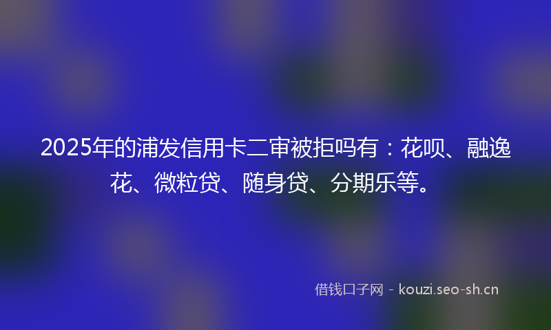 2025年的浦发信用卡二审被拒吗有：花呗、融逸花、微粒贷、随身贷、分期乐等。
