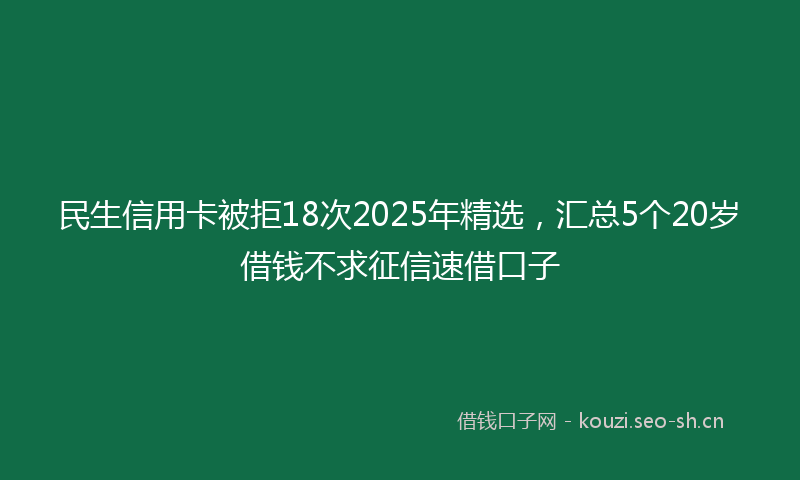 民生信用卡被拒18次2025年精选，汇总5个20岁借钱不求征信速借口子