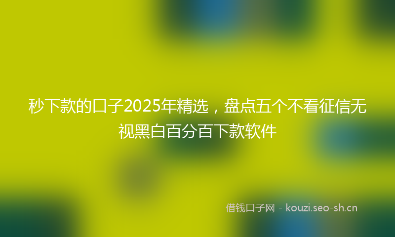 秒下款的口子2025年精选，盘点五个不看征信无视黑白百分百下款软件