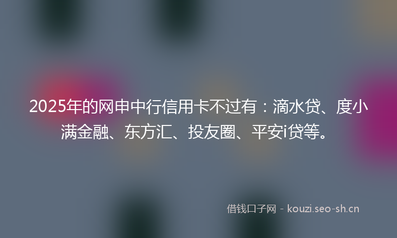 2025年的网申中行信用卡不过有：滴水贷、度小满金融、东方汇、投友圈、平安i贷等。