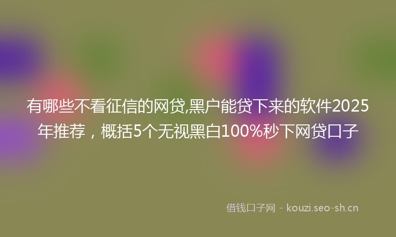 有哪些不看征信的网贷,黑户能贷下来的软件2025年推荐，概括5个无视黑白100%秒下网贷口子