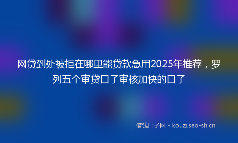 网贷到处被拒在哪里能贷款急用2025年推荐，罗列五个审贷口子审核加快的口子