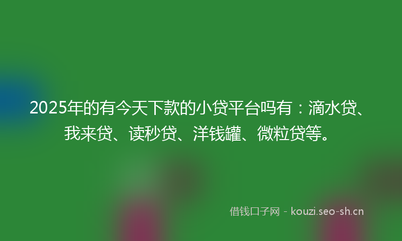 2025年的有今天下款的小贷平台吗有：滴水贷、我来贷、读秒贷、洋钱罐、微粒贷等。
