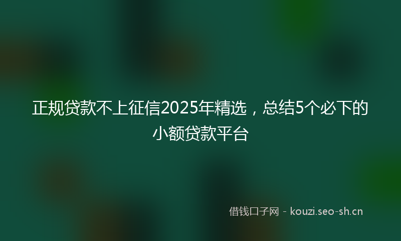正规贷款不上征信2025年精选，总结5个必下的小额贷款平台