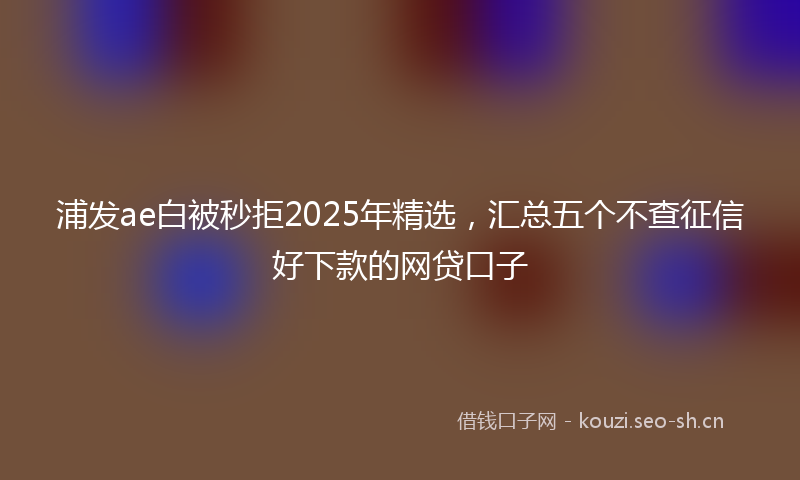 浦发ae白被秒拒2025年精选，汇总五个不查征信好下款的网贷口子