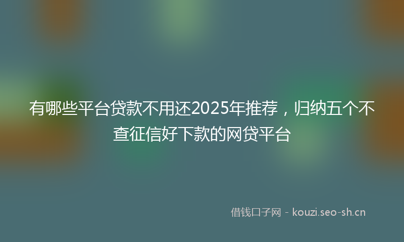 有哪些平台贷款不用还2025年推荐，归纳五个不查征信好下款的网贷平台