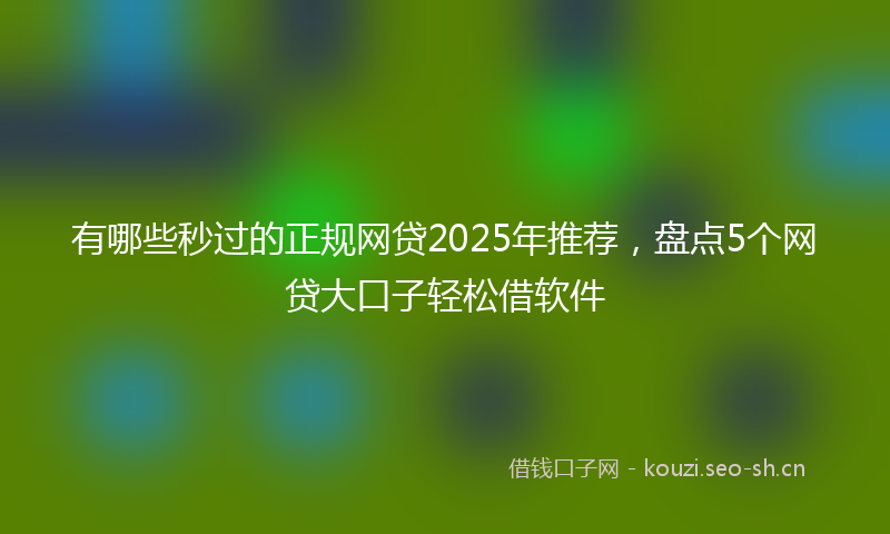 有哪些秒过的正规网贷2025年推荐，盘点5个网贷大口子轻松借软件