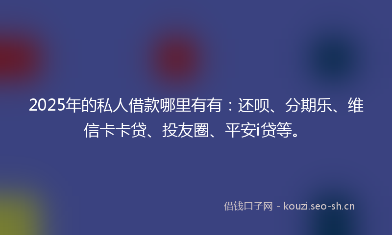 2025年的私人借款哪里有有：还呗、分期乐、维信卡卡贷、投友圈、平安i贷等。