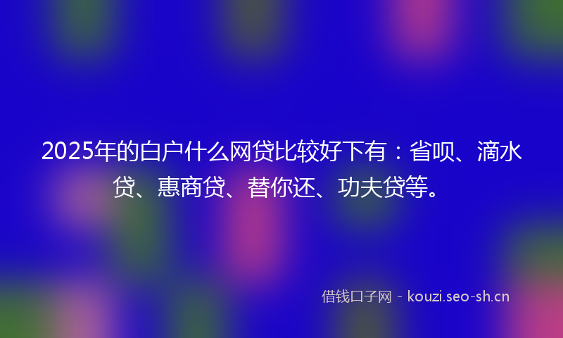 2025年的白户什么网贷比较好下有：省呗、滴水贷、惠商贷、替你还、功夫贷等。