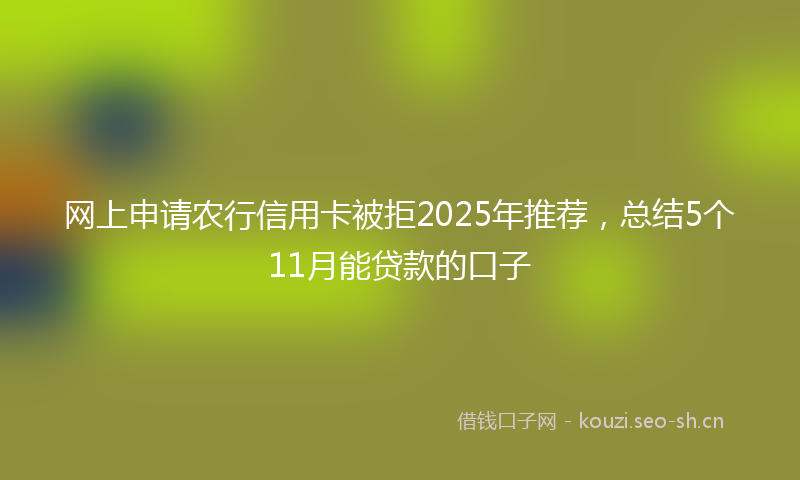 网上申请农行信用卡被拒2025年推荐，总结5个11月能贷款的口子