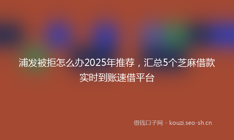 浦发被拒怎么办2025年推荐，汇总5个芝麻借款实时到账速借平台
