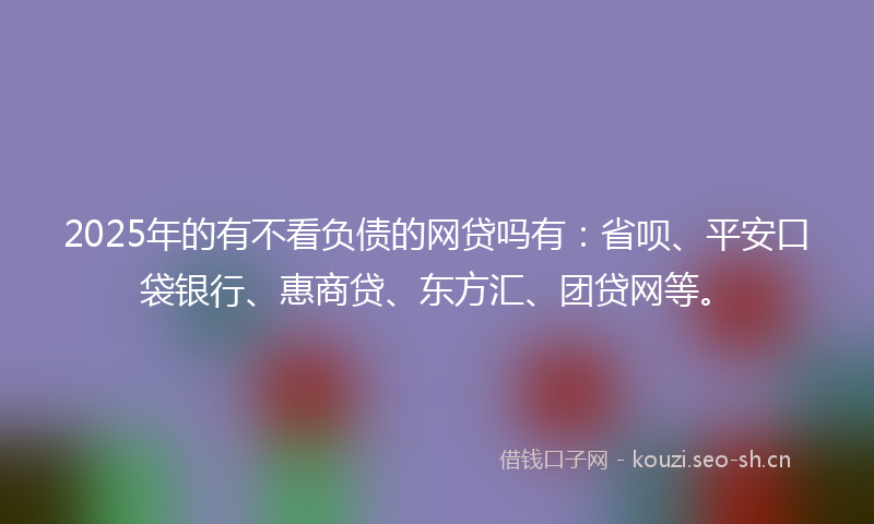 2025年的有不看负债的网贷吗有:省呗、平安口袋银行、惠商贷、东方汇、团贷网等。