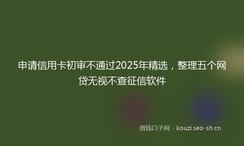 申请信用卡初审不通过2025年精选，整理五个网贷无视不查征信软件