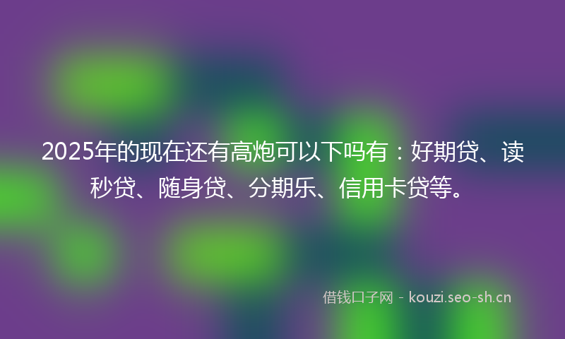 2025年的现在还有高炮可以下吗有：好期贷、读秒贷、随身贷、分期乐、信用卡贷等。
