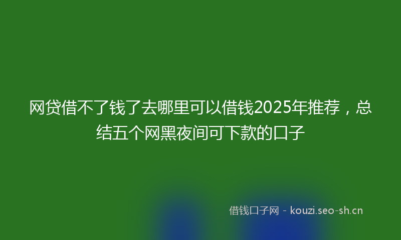 网贷借不了钱了去哪里可以借钱2025年推荐，总结五个网黑夜间可下款的口子