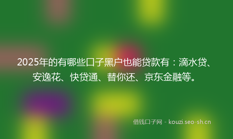2025年的有哪些口子黑户也能贷款有：滴水贷、安逸花、快贷通、替你还、京东金融等。