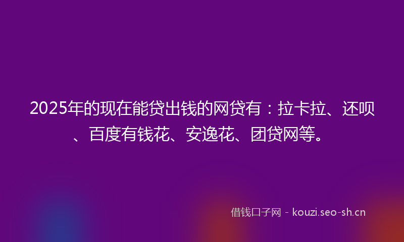 2025年的现在能贷出钱的网贷有：拉卡拉、还呗、百度有钱花、安逸花、团贷网等。