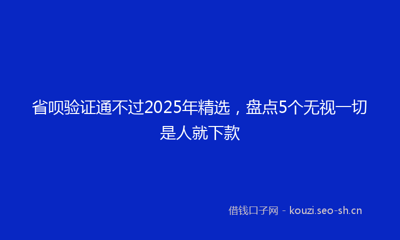省呗验证通不过2025年精选，盘点5个无视一切是人就下款