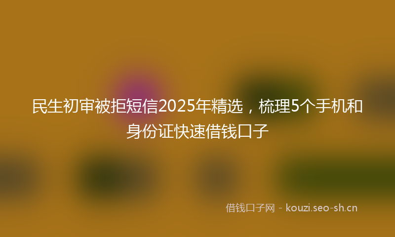 民生初审被拒短信2025年精选，梳理5个手机和身份证快速借钱口子