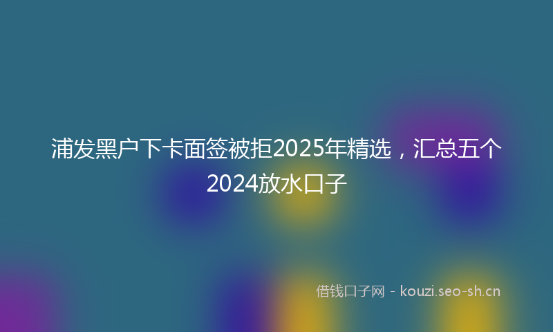 浦发黑户下卡面签被拒2025年精选，汇总五个2024放水口子