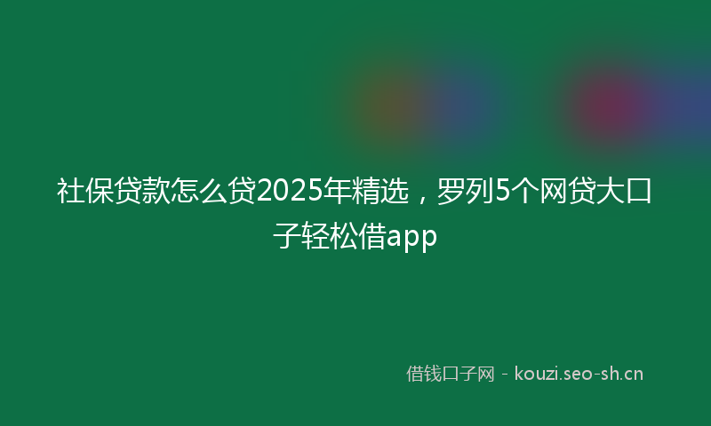 社保贷款怎么贷2025年精选，罗列5个网贷大口子轻松借app