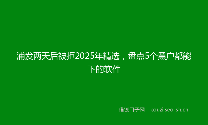 浦发两天后被拒2025年精选，盘点5个黑户都能下的软件