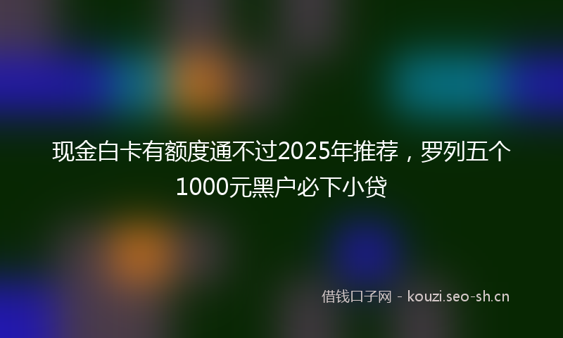 现金白卡有额度通不过2025年推荐，罗列五个1000元黑户必下小贷