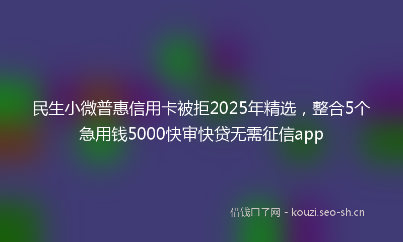 民生小微普惠信用卡被拒2025年精选，整合5个急用钱5000快审快贷无需征信app