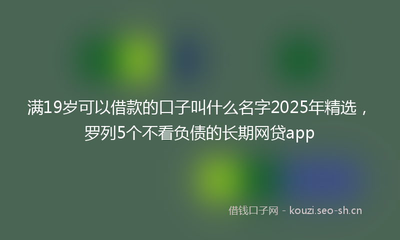 满19岁可以借款的口子叫什么名字2025年精选，罗列5个不看负债的长期网贷app