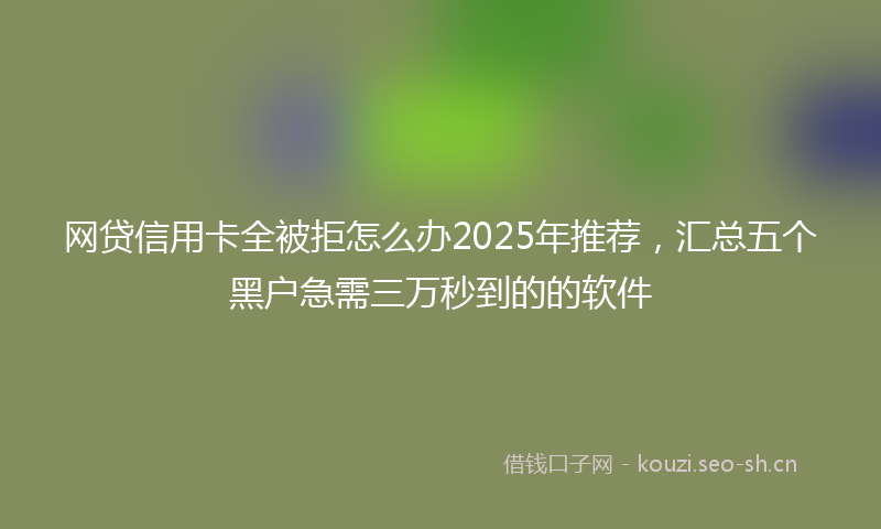 网贷信用卡全被拒怎么办2025年推荐，汇总五个黑户急需三万秒到的的软件