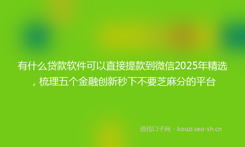 有什么贷款软件可以直接提款到微信2025年精选，梳理五个金融创新秒下不要芝麻分的平台