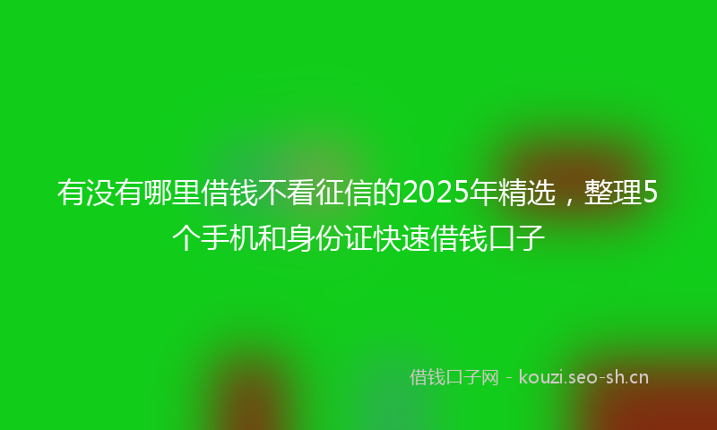 有没有哪里借钱不看征信的2025年精选，整理5个手机和身份证快速借钱口子